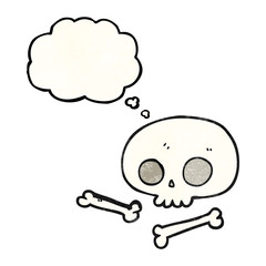 thought bubble textured cartoon skull and bones