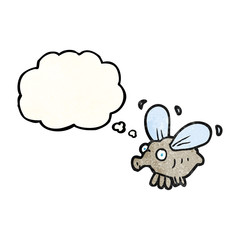 thought bubble textured cartoon fly