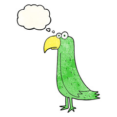 thought bubble textured cartoon parrot