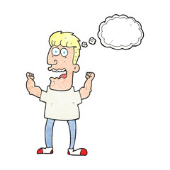 thought bubble textured cartoon stressed man