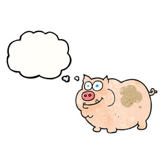 thought bubble textured cartoon pig