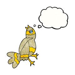 thought bubble textured cartoon bird