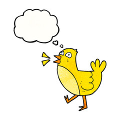 thought bubble textured cartoon bird