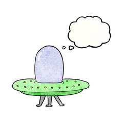 thought bubble textured cartoon spaceship