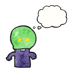 thought bubble textured cartoon little alien