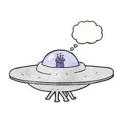 thought bubble textured cartoon flying saucer