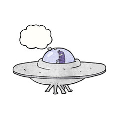 thought bubble textured cartoon flying saucer