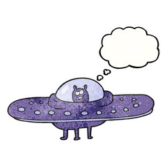 thought bubble textured cartoon flying saucer