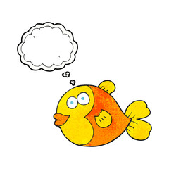 thought bubble textured cartoon fish