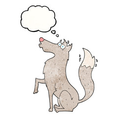 thought bubble textured cartoon wolf