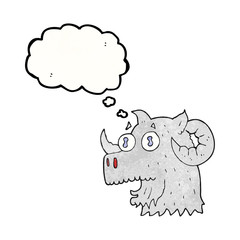 thought bubble textured cartoon ram head