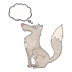 thought bubble textured cartoon wolf