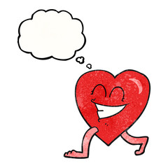 thought bubble textured cartoon walking heart