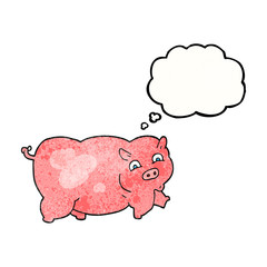 thought bubble textured cartoon pig