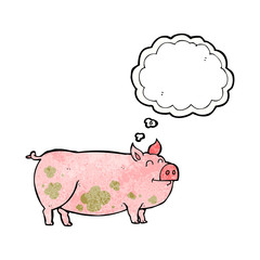 thought bubble textured cartoon muddy pig
