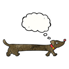 thought bubble textured cartoon dachshund