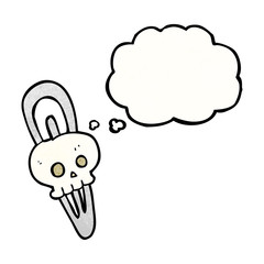 thought bubble textured cartoon skull hairclip