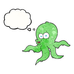 thought bubble textured cartoon octopus