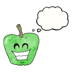 thought bubble textured cartoon grinning apple