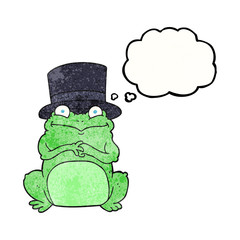 thought bubble textured cartoon frog in top hat