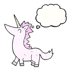 thought bubble textured cartoon unicorn