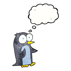 thought bubble textured cartoon penguin