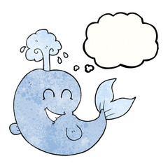 thought bubble textured cartoon whale spouting water