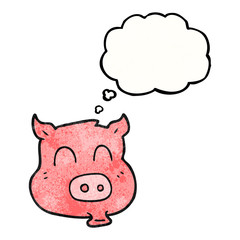 thought bubble textured cartoon pig