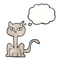 thought bubble textured cartoon angry cat