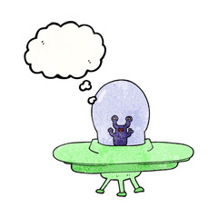 thought bubble textured cartoon alien spaceship