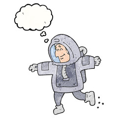 thought bubble textured cartoon astronaut