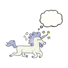 thought bubble textured cartoon unicorn