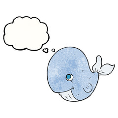 thought bubble textured cartoon happy whale