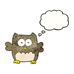thought bubble textured cartoon owl