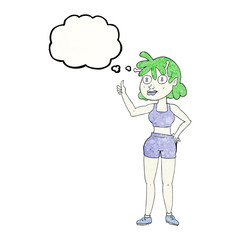 thought bubble textured cartoon alien gym girl