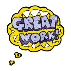 thought bubble textured cartoon great work symbol