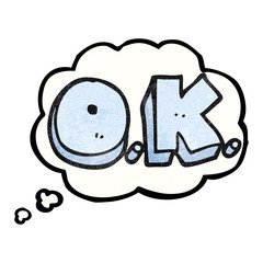 thought bubble textured cartoon word OK