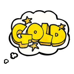 thought bubble textured cartoon word gold