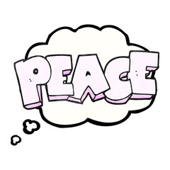 thought bubble textured cartoon word peace