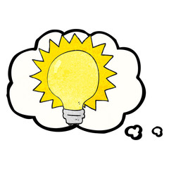 thought bubble textured cartoon light bulb