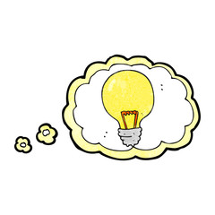 thought bubble textured cartoon light bulb