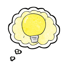 thought bubble textured cartoon light bulb