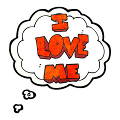 i love me thought bubble textured cartoon symbol