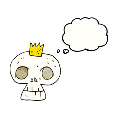 thought bubble textured cartoon skull with crown