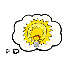 thought bubble textured cartoon light bulb