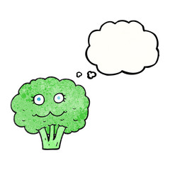 thought bubble textured cartoon broccoli