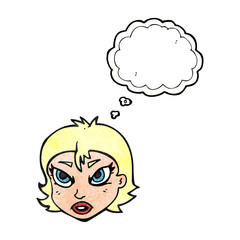 thought bubble textured cartoon angry female face