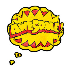 thought bubble textured cartoon awesome symbol