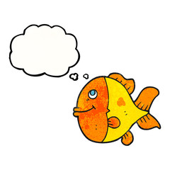 thought bubble textured cartoon fish