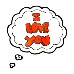 I love you thought bubble textured cartoon symbol